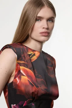 KarenMillen Robe maxi en satin tissé à épaules affirmées<Femme Satin Et Dentelle|Robes
