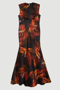 KarenMillen Robe maxi en satin tissé à épaules affirmées<Femme Satin Et Dentelle|Robes