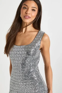 boohoo Robe Maxi en Sequins à Encolure Carrée<Femme Robes Moulantes|Robes