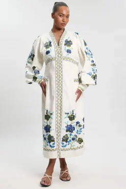 KarenMillen Robe Maxi En Sergé De Coton Brodé Grande Taille<Femme Toutes Les Robes|Robes Longues