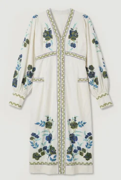 KarenMillen Robe Maxi En Sergé De Coton Brodé Grande Taille<Femme Toutes Les Robes|Robes Longues