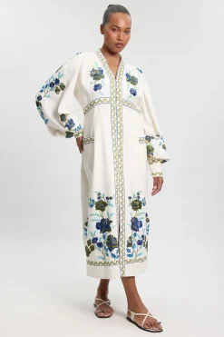 KarenMillen Robe Maxi En Sergé De Coton Brodé Grande Taille<Femme Toutes Les Robes|Robes Longues