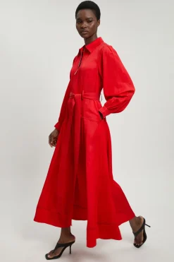 Robe Maxi en Sergé de Lin Premium avec Surpiqûres