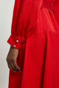 Robe Maxi en Sergé de Lin Premium avec Surpiqûres
