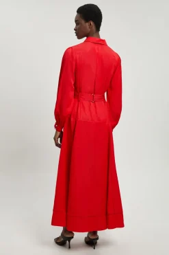 Robe Maxi en Sergé de Lin Premium avec Surpiqûres