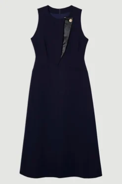 Robe maxi en stretch compact à jupe pleine et bord contrasté