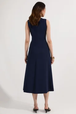 Robe maxi en stretch compact à jupe pleine et bord contrasté