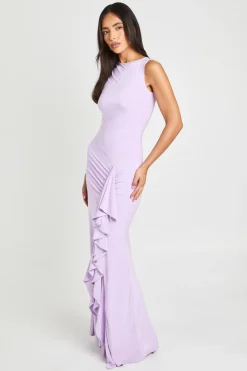Robe Maxi En Tissu Doux Avec Détail De Volants