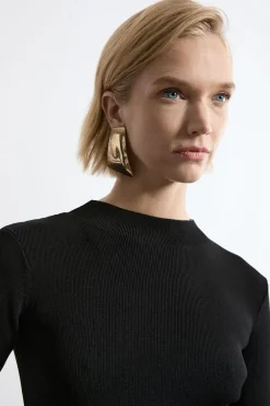 KarenMillen Robe maxi en tricot mélange de viscose à jupe transparente<Femme Pulls Et Gilets|Toutes Les Mailles