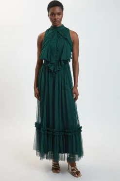 Robe Maxi En Tulle À Encolure Américaine Petite