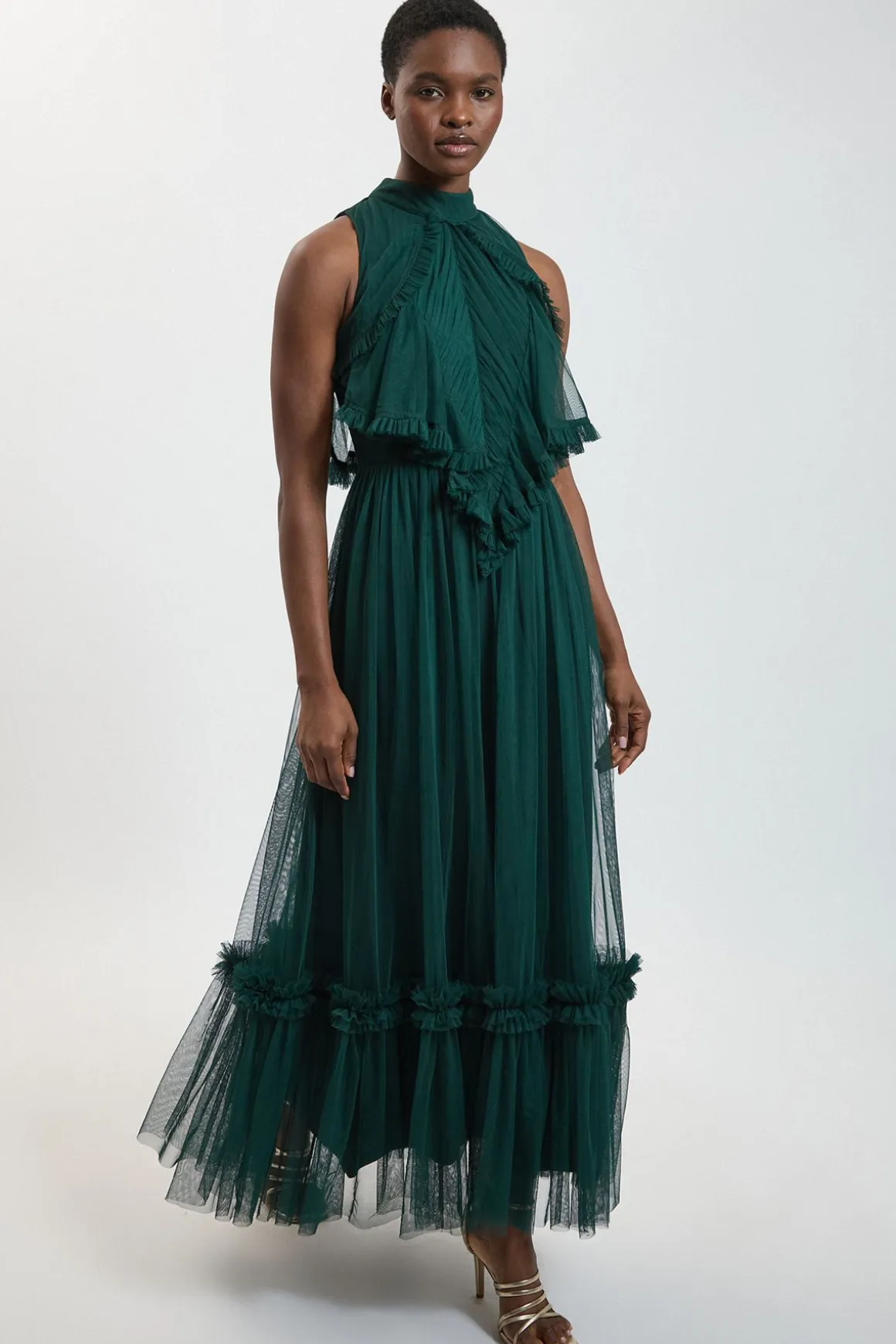 Robe Maxi En Tulle À Encolure Américaine Petite