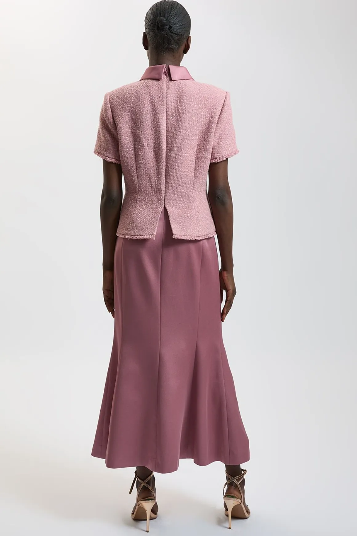 Robe Maxi En Tweed Texturé Petite