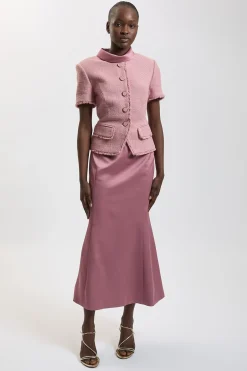 Robe Maxi En Tweed Texturé Petite