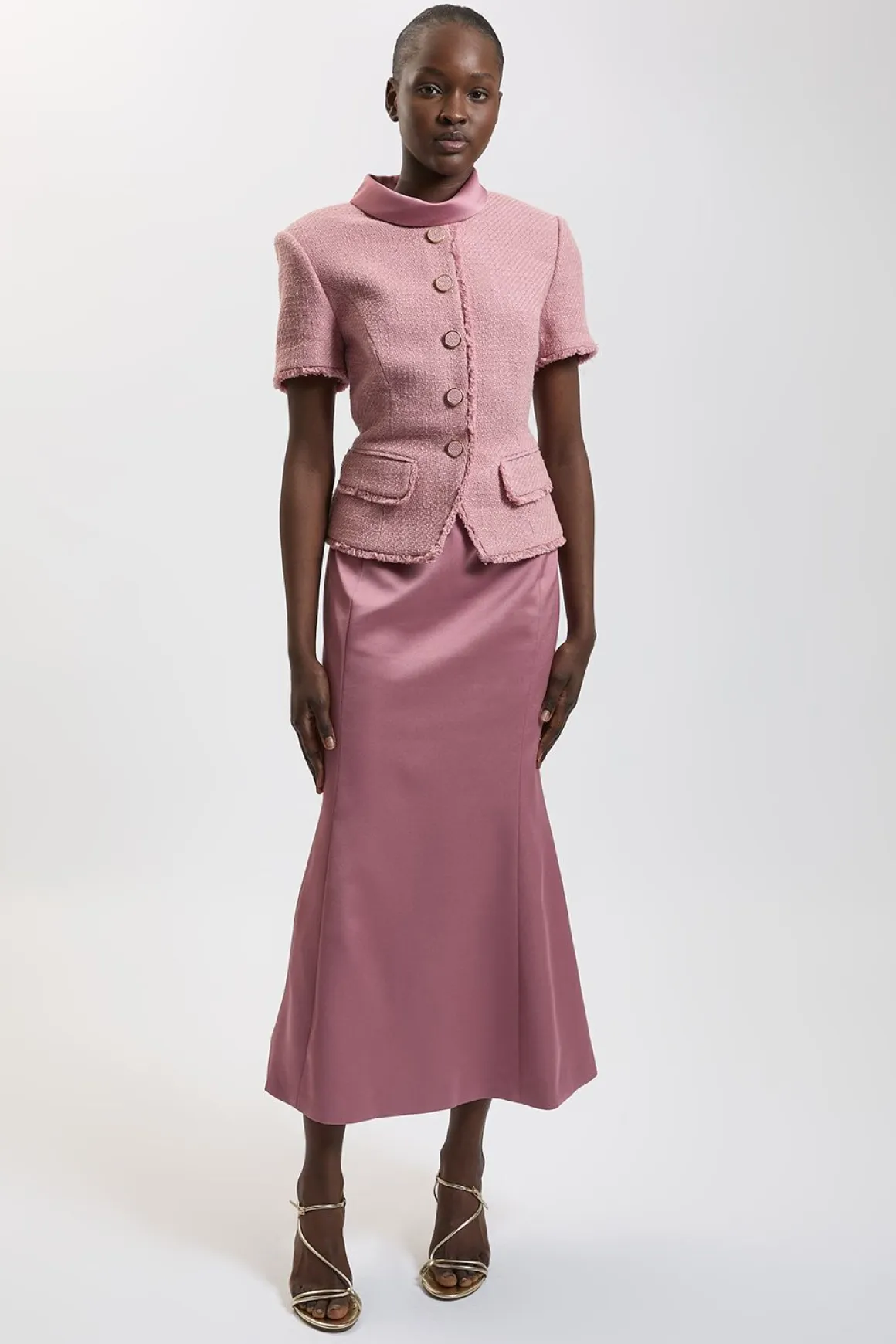 Robe Maxi En Tweed Texturé Petite