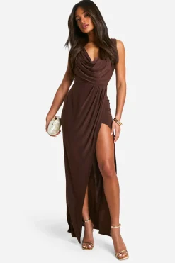 Robe maxi enveloppante plissée Slinky