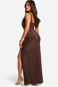 Robe maxi enveloppante plissée Slinky