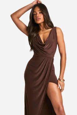 Robe maxi enveloppante plissée Slinky