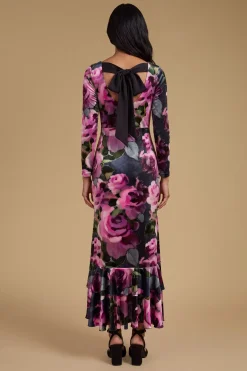 Robe Maxi En Velours Imprimé Roses Petite Taille