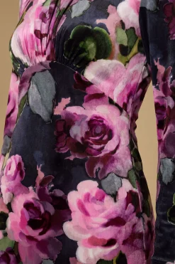 Robe Maxi En Velours Imprimé Roses Petite Taille