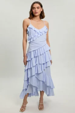 KarenMillen Robe Maxi En Viscose À Détails De Volants<Femme Toutes Les Robes|Robes Longues