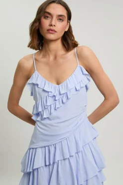 KarenMillen Robe Maxi En Viscose À Détails De Volants<Femme Toutes Les Robes|Robes Longues