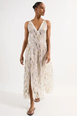Robe maxi à fines bretelles en fil métallique de plage