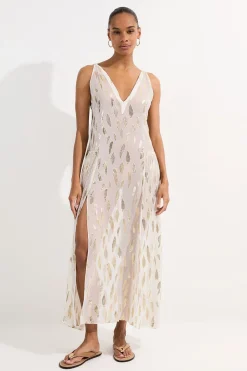 Robe maxi à fines bretelles en fil métallique de plage