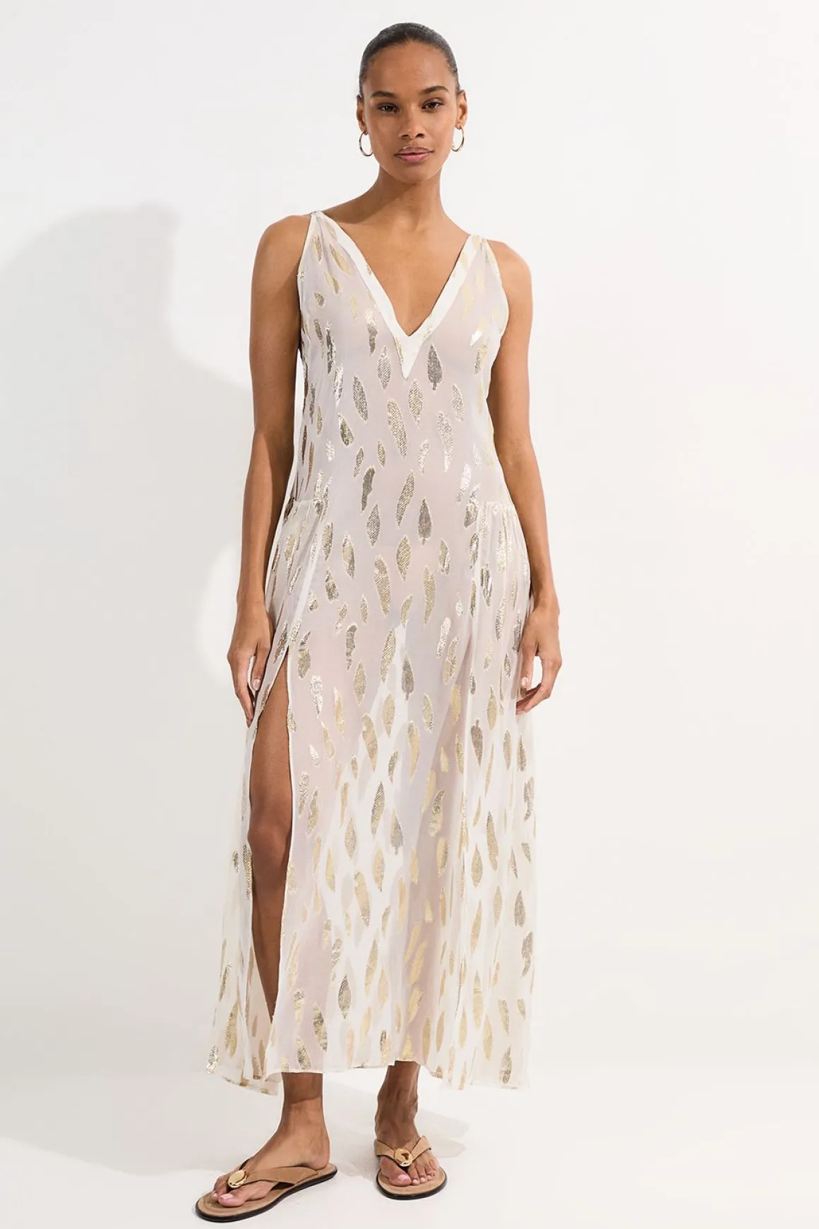 Robe maxi à fines bretelles en fil métallique de plage