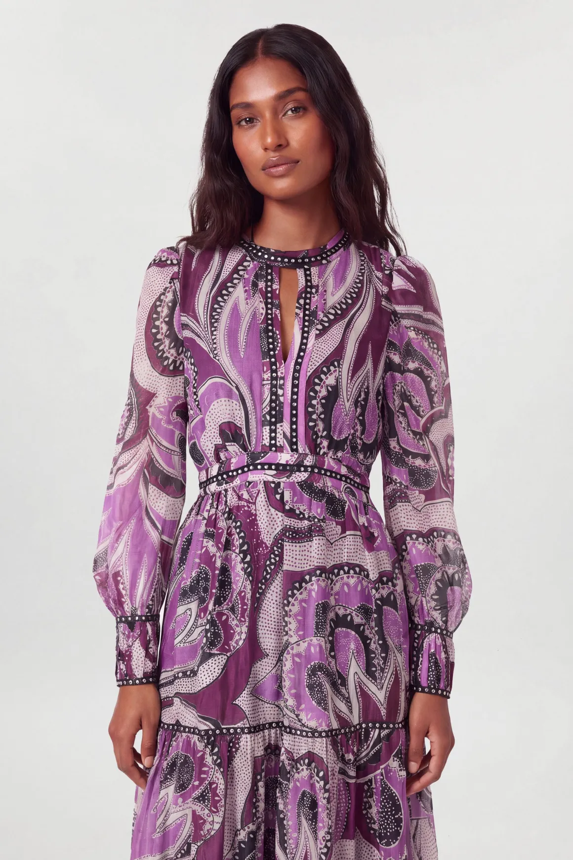 Robe Maxi Fleurie À Clous