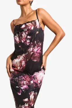 Robe Maxi Florale à Bordure en Dentelle