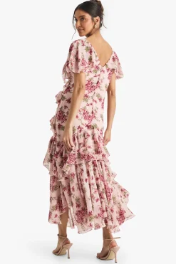 Robe Maxi Florale à Volants