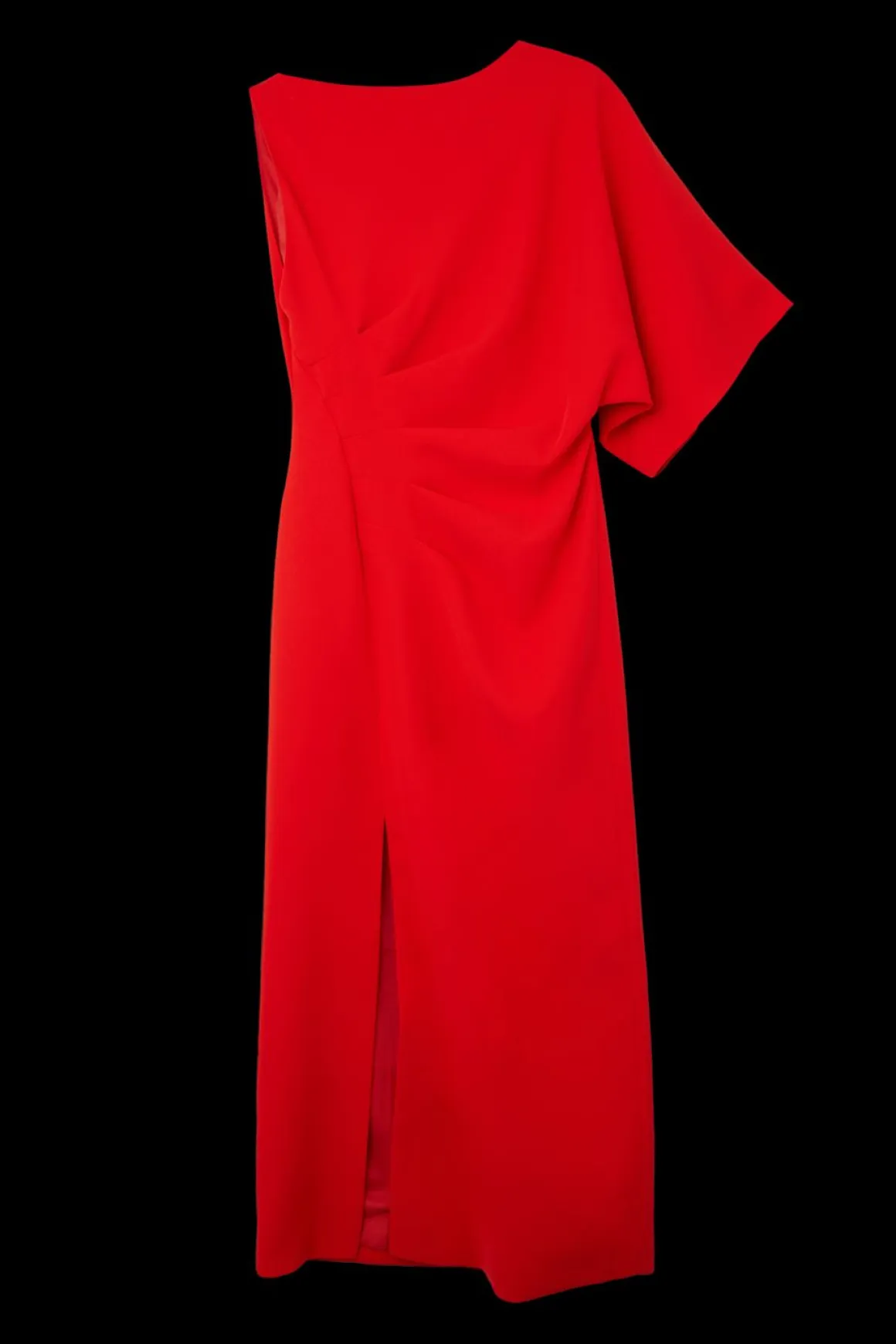 Robe maxi fluide ajustée à manches asymétriques