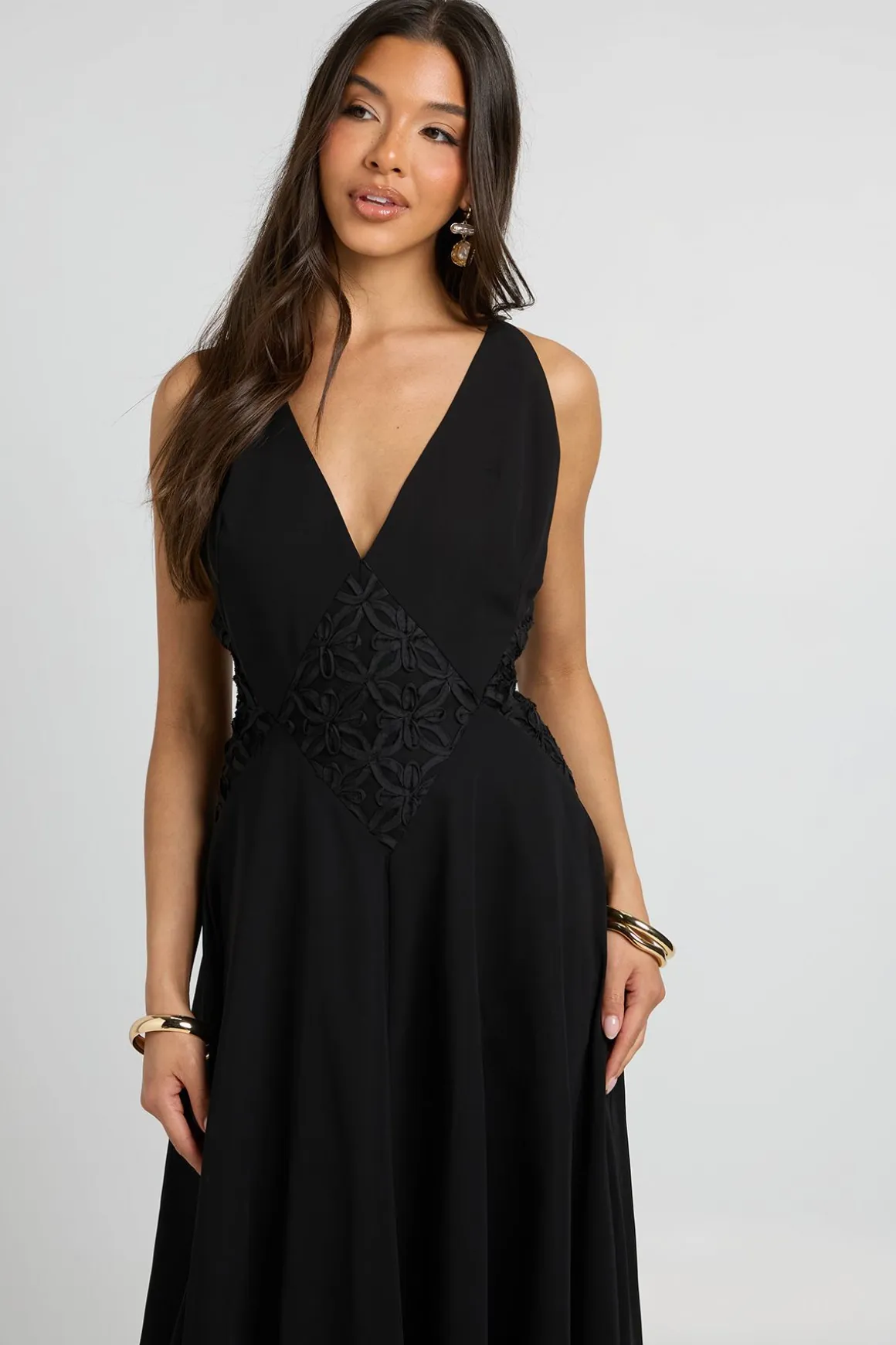 Robe Maxi Fluide En Mousseline Avec Détail Appliqué