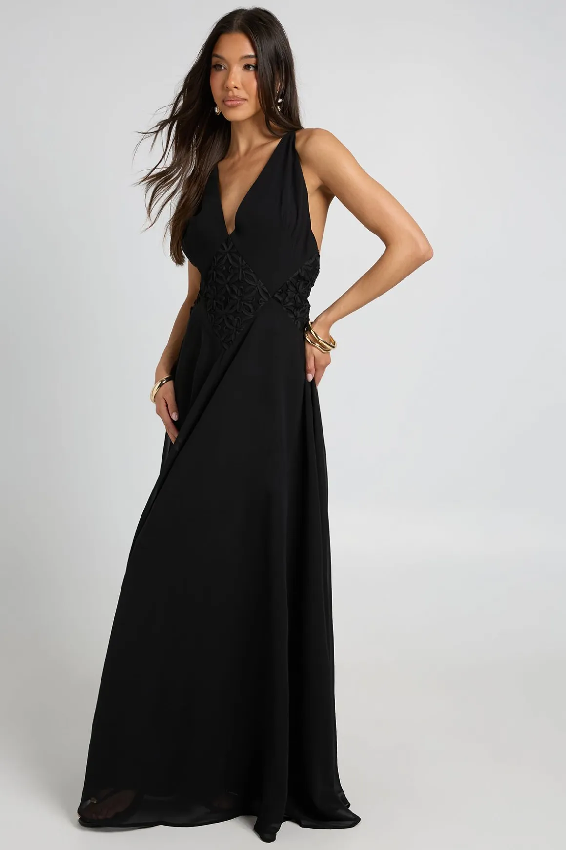 Robe Maxi Fluide En Mousseline Avec Détail Appliqué