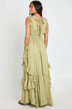 Robe Maxi Fluide En Mousseline À Détails De Volants