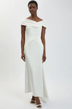 Robe Maxi Fourreau Asymétrique Drapée En Satin Ajusté Petite