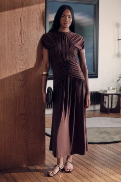KarenMillen Robe Maxi Froncée En Jersey Premium Petite<Femme Robes Bal De Promo|Robes