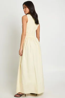 boohoo Robe Maxi Froncée En Popeline De Coton<Femme Robes Patineuses|Robes