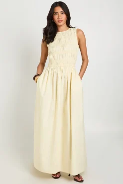 boohoo Robe Maxi Froncée En Popeline De Coton<Femme Robes Patineuses|Robes