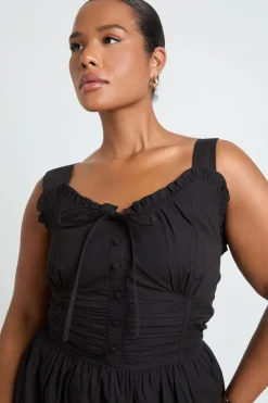 boohoo Robe Maxi Froncée En Popeline Grande Taille<Femme Toutes Les Robes|Robes Longues