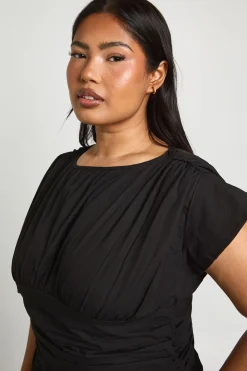 Robe Maxi Froncée Grande Taille Avec Détail Cintré