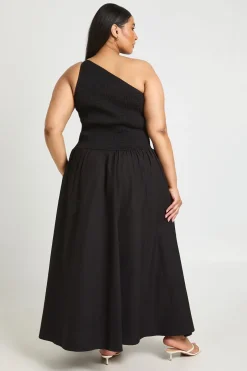 Robe Maxi Grande Taille Asymétrique Froncée À Une Épaule