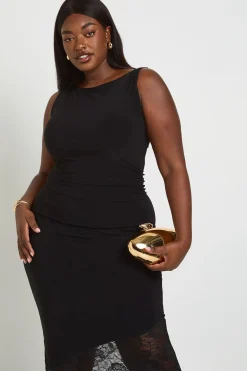 Robe Maxi Grande Taille Asymétrique À Ourlet En Dentelle