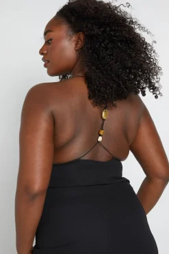 Robe Maxi Grande Taille Col Bénitier Dos Nu Avec Détail De Perles