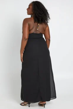 Robe Maxi Grande Taille Col Bénitier Dos Nu Avec Détail De Perles