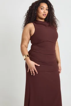 Robe Maxi Grande Taille À Col Bénitier Et Jupe Drapée