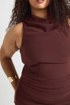 Robe Maxi Grande Taille À Col Bénitier Et Jupe Drapée