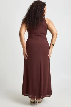 Robe Maxi Grande Taille À Col Bénitier Et Jupe Drapée
