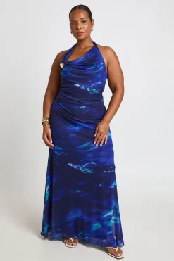 Robe Maxi Grande Taille À Col Bénitier Et Imprimé