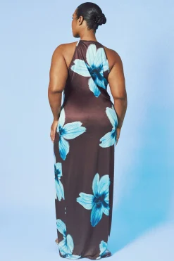 boohoo Robe Maxi Grande Taille À Col Nageur Et Imprimé Floral<Femme Toutes Les Robes|Robes Longues